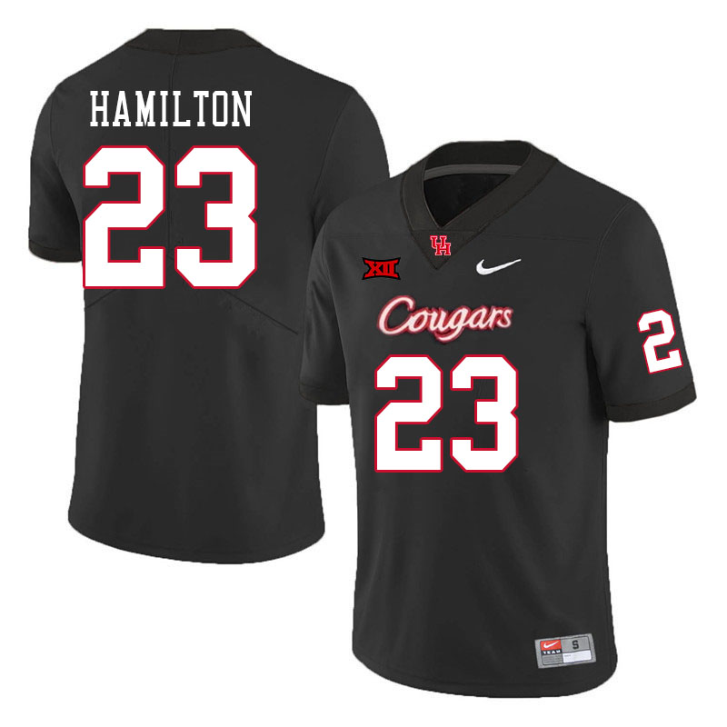 Men #23 Isaiah Hamilton Houston Cougars Big 12 XII College Football Jerseys Stitched-Black - Click Image to Close